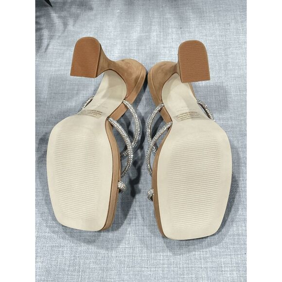 Steve Madden Women's Libbie Rhinestone Dress Sandals - Camel Nubuck 9.5M - Picture 5 of 13